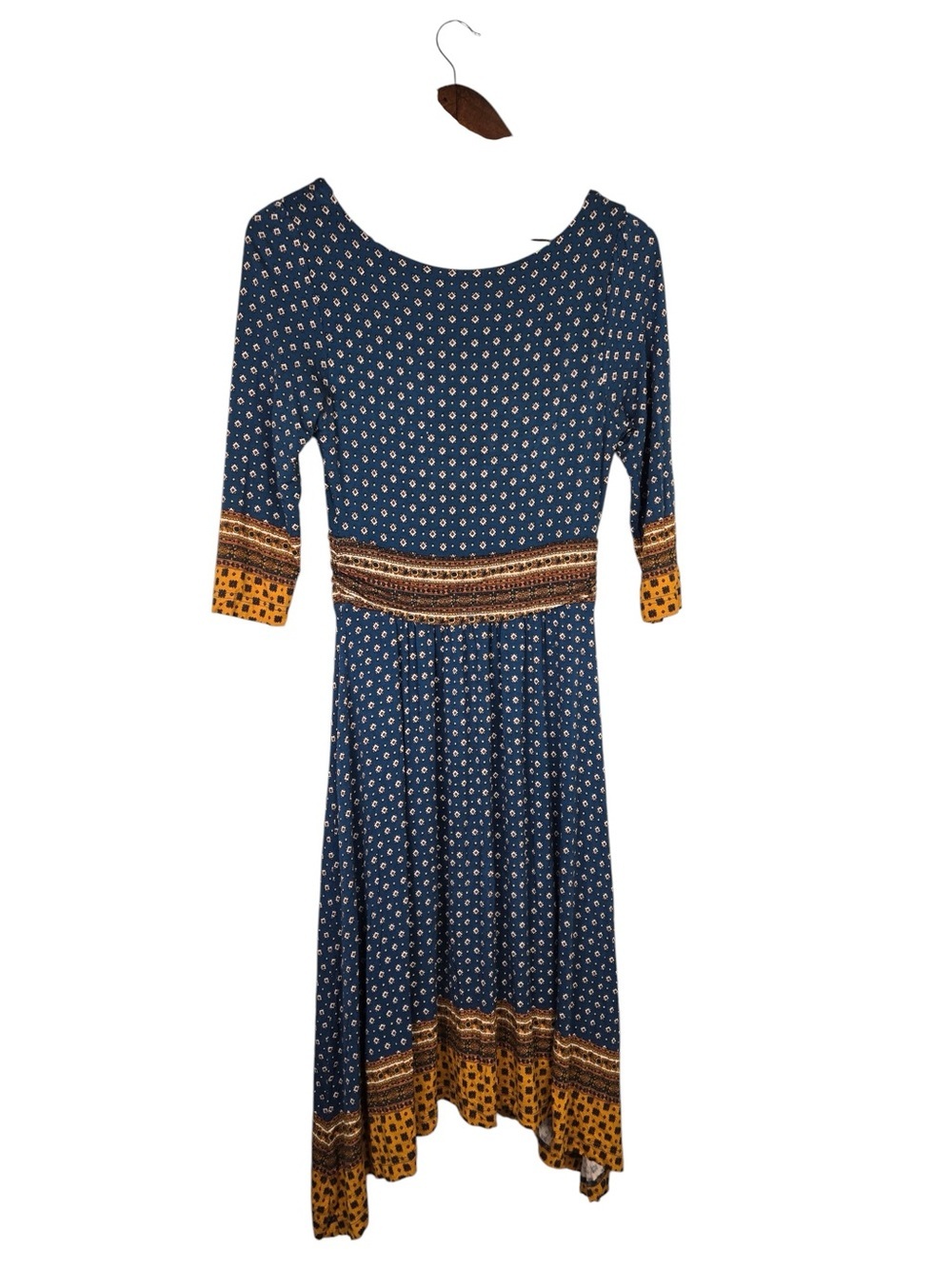 Anthropologie Maeve Blue Boho Tie Front Handkerchief Midi Dress S - Picture 6 of 9